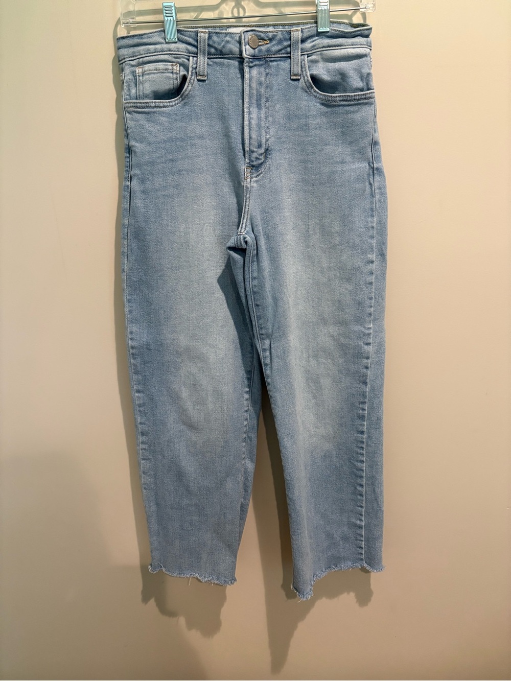 Just Black Denim Women’s Size 28 Light Wash Frayed Hem Straight Leg Jeans